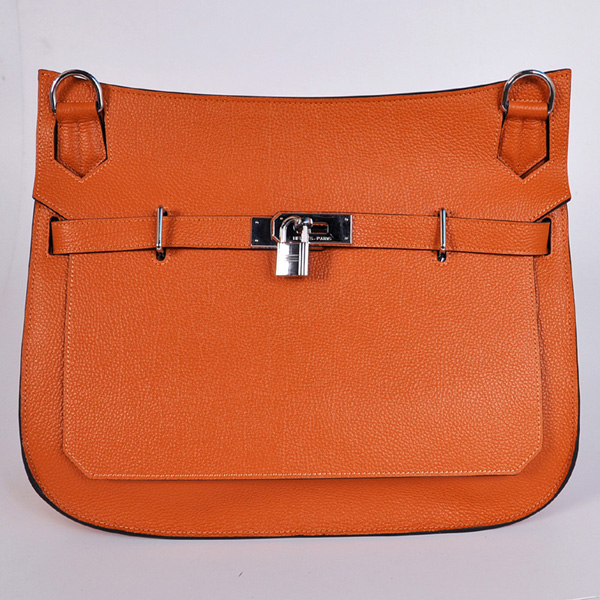 1089OS Hermes Jypsiﾨﾨre Bag in pelle 34 centimetri togo a Orange con Silv